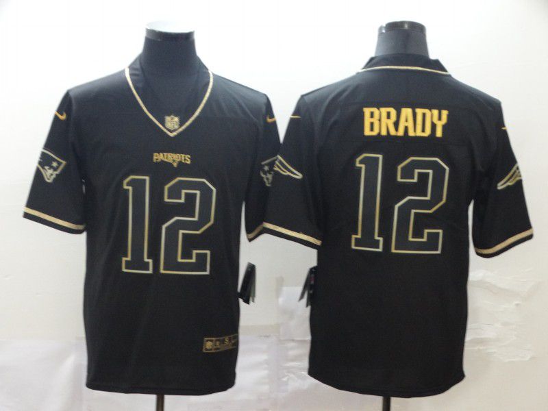 Men New England Patriots #12 Brady Black Retro gold character Nike NFL Jerseys->chicago bears->NFL Jersey